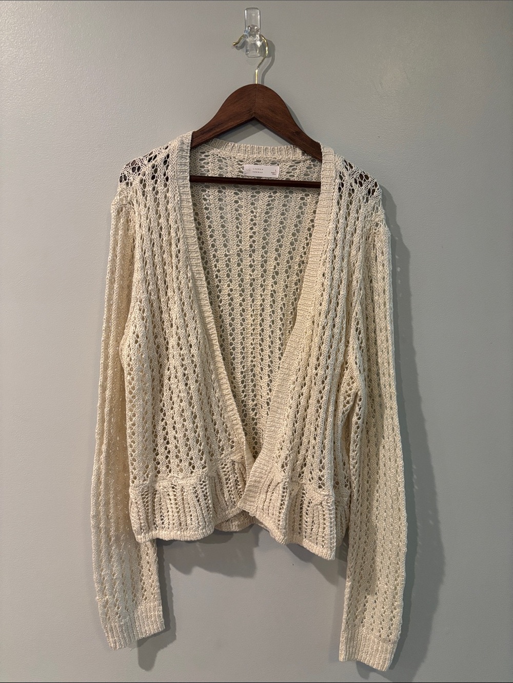 LC Lauren Conrad Cream Open-Weave Cardigan